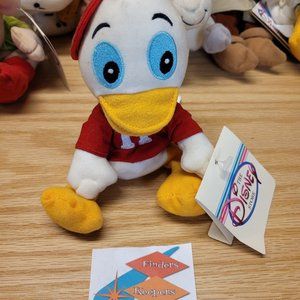 Vintage Disney Plush Stuffed Mini Bean Bag Huey Duck With Tags From Disney Store